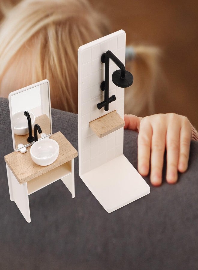 JOINPAYA 1set Dollhouse Bathroom Set: Dollhouse Bathroom Furniture Accessories 1 12 Scale Mini Shower Room AdornmentsSink Scale Shower Toilet Bathtub Stool for Doll Accessories - Image 3